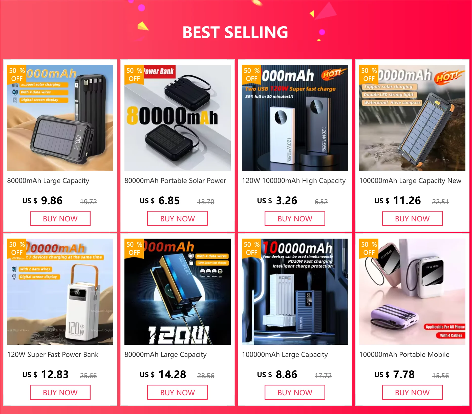 120W Super Fast Power Bank 200000mAh Large Capacity Outdoor Mobile Power Supply Supports 7 Devices to Charge At The Same Time