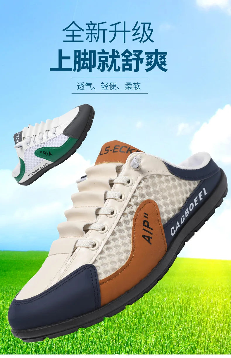 Men's Fashion Soft-soled Half Slippers Men Summer Trendy Bottom Casual Shoes Breathable Slip-on Shoes Sneakers Zapatos De Hombre