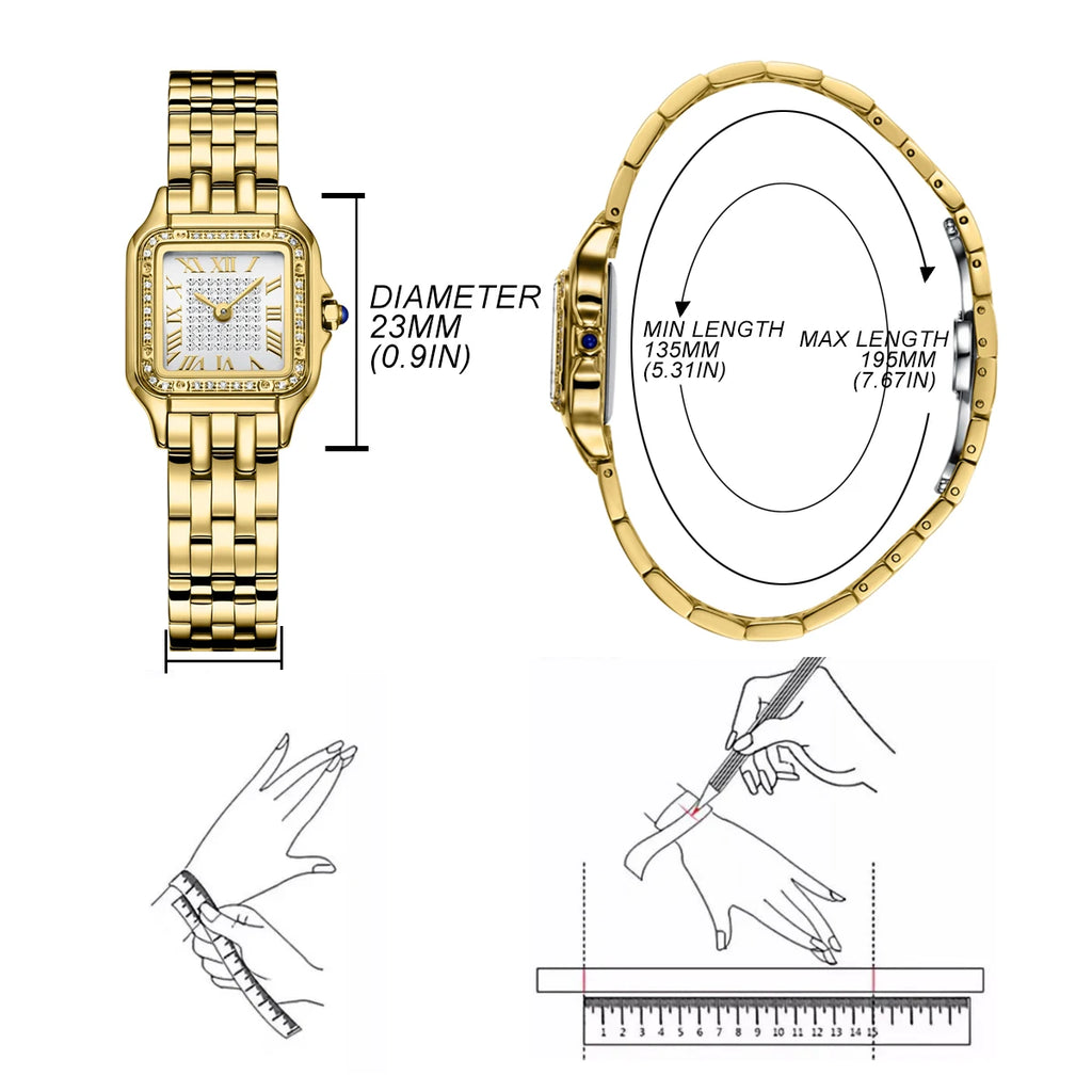 Watches for women, Classic Square Watches for Women with Roman Numerals Ladies Casual Dress Watch, Women's Premium Crystal Watch