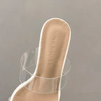 Women's Summer High Heels Sandals Sexy Fashion Open-toe Women Platform Mules Slippers Luxury Causal Elegant Ladies Clear Sandals