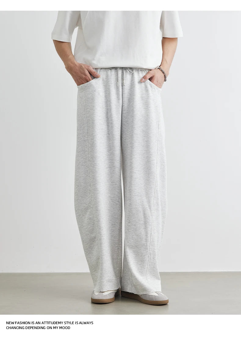 Men's American Fashion Casual Pants 2025 Summer New Style Solid Color Loose Drag Sweatpants Sports Straight Trousers Men's Wear