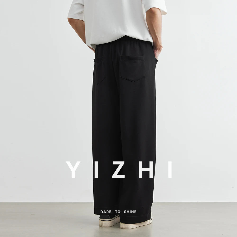 Men's American Fashion Casual Pants 2025 Summer New Style Solid Color Loose Drag Sweatpants Sports Straight Trousers Men's Wear