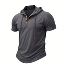 Men's T Shirt Summer Slim Fitness Hooded Short-Sleeved Tees Male Lightweight Hoodie Fitness Breathable Sports Tops