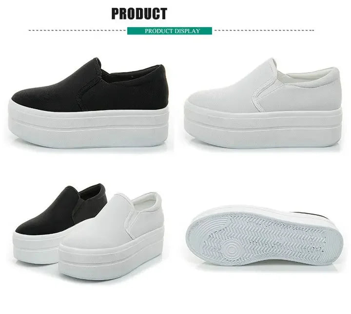 Women Flat Platform Canvas Shoes Flats Woman Casual Sneakers Girls Student Thick Soled Loafers Ladies Slip on tenis de mujer