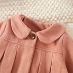 Winter New Girl'S Coat Long Warm Solid Color Fold Lapel Simple Fashion Girl Shawl Long Sleeve Loose Woolen Long Coat