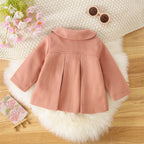 Winter New Girl'S Coat Long Warm Solid Color Fold Lapel Simple Fashion Girl Shawl Long Sleeve Loose Woolen Long Coat