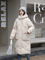 Vielleicht 2024 Snow Wear New Solid Winter Coat for Women Down Jacket Warm Casual Loose Hooded Winter Women Jacket Long Parkas