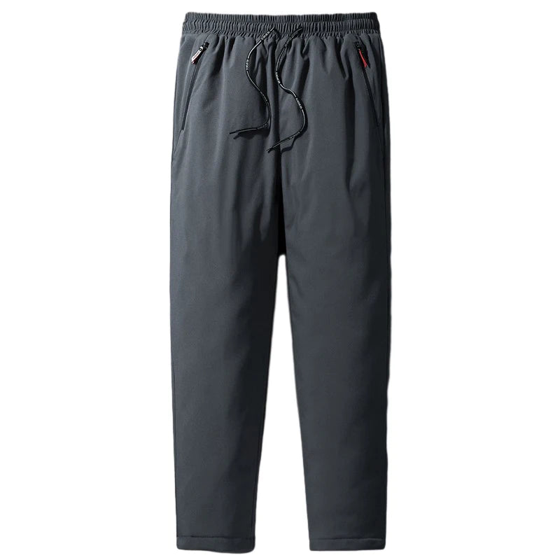 Men Winter Warm Pant Thicken Waterproof Down Cotton Lined Casual Sport Pants Joggers Trousers Cotton-padded Solid Lace-up Pant
