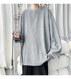 Men's High Street Long Sleeve T-Shirt - Trendy Casual Top Loose Fit Comfortable Wear, Modern Minimalist Style, Everyday Essentia