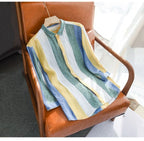 Striped shirt men's 2025 Man Plaid Shirts Cotton Chemise Male Blouses Casual Long Sleeve Formal Business Shirt Men's Clothing