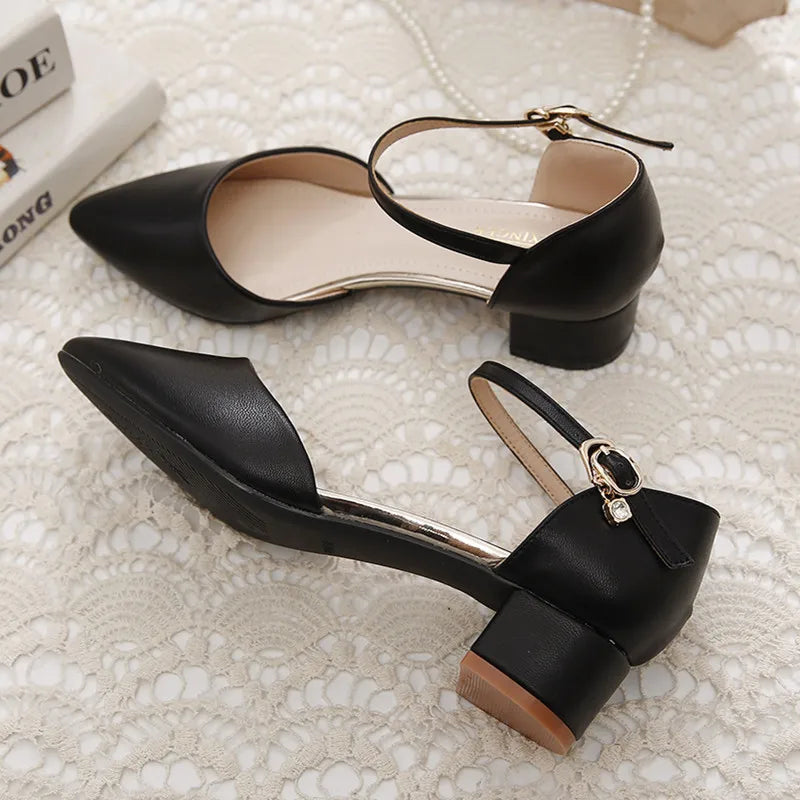 Women Heels Mary Janes High-heeled Sandals Pointed Toe Elegant Woman Shoes Pumps Medium Heel New In Casual Comfortable Designer