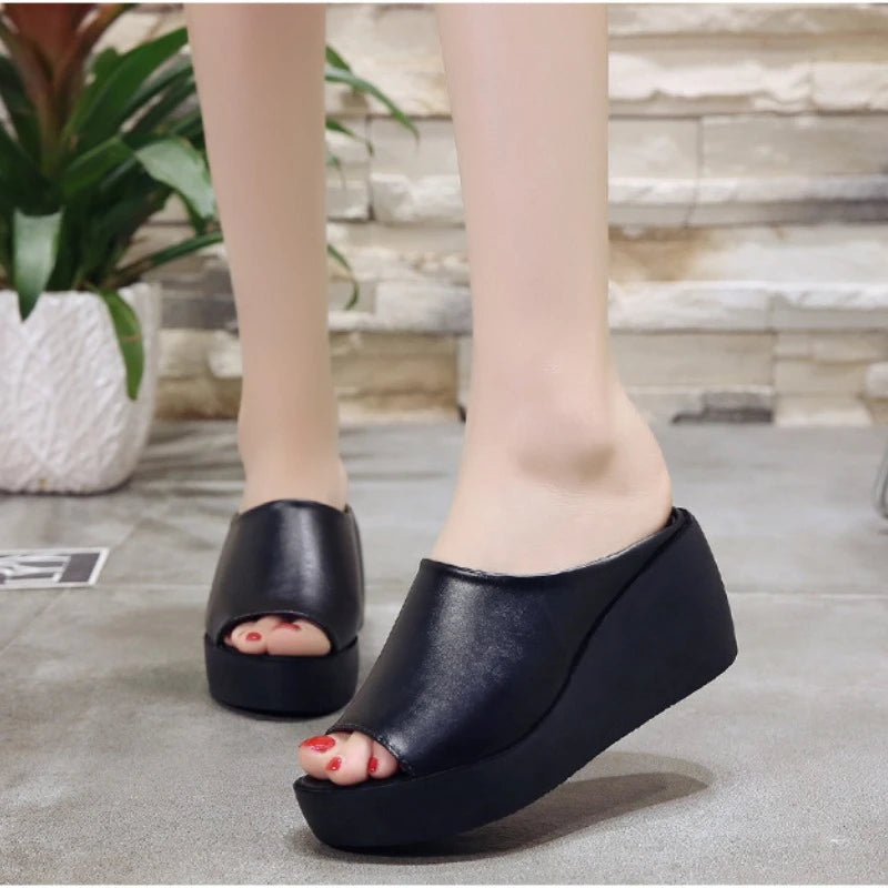 Woman Slippers Summer Platform Ladies Wedges Peep Toe Slides Female Solid Women Casual Outdoor Shoes Women's
