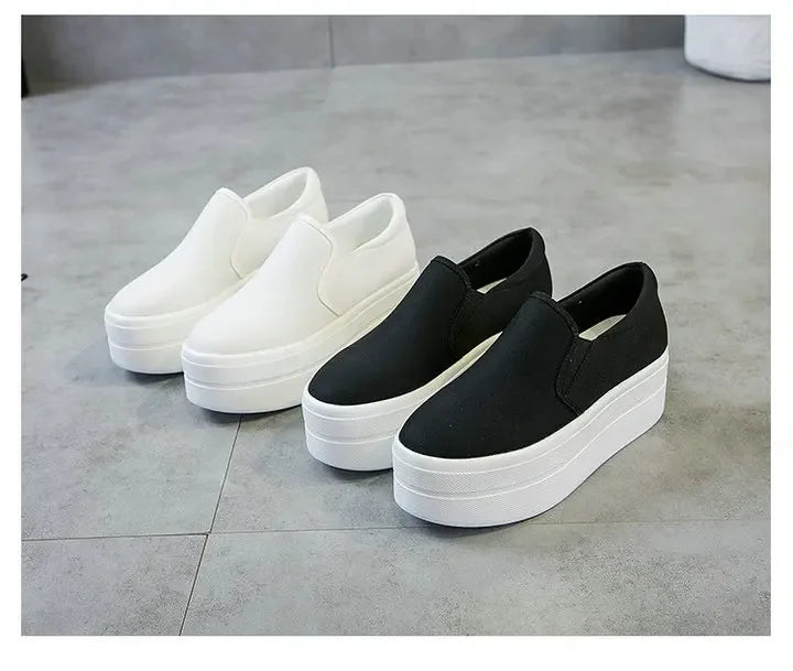 Women Flat Platform Canvas Shoes Flats Woman Casual Sneakers Girls Student Thick Soled Loafers Ladies Slip on tenis de mujer