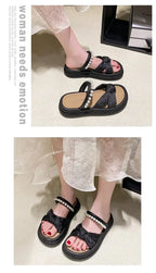 Designer Shoes Woman 2025 Slippers Casual Pantofle Low Platform Female Beach Luxury Summer New Sabot Slides Fabric Scandals Rome