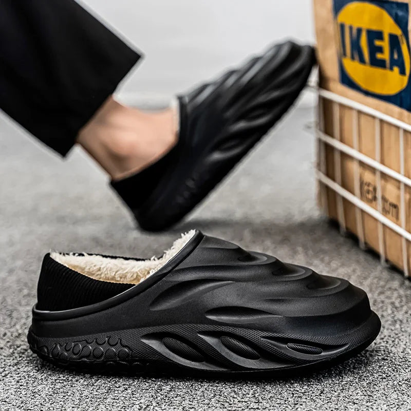 Slippers for Men Add Velvet Heel Covering Non-Slip Wear-resistant Waterproof Couple Women Home Shoes Shoes for Men Warm New