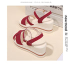 Women's Sandals Mix Color Wedges Heels Sandals Summer 2025 Shoes Woman Heeled Sandals Platform Summer Shoes Women Block Footwear