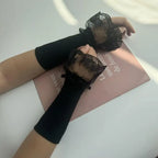 1Pair Detachable lace Cuffs Knitted Lace Flower Flared Arm Sleeves Warm Woolen Ruched False Cuffs Sweater Blouse Wrist Warmers