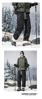 Winter Down Pants Men's Trendy Ski Waterproof Thick Fleece Warm Straight Cotton Trousers Women's Casual Cold-proof Padded Pants