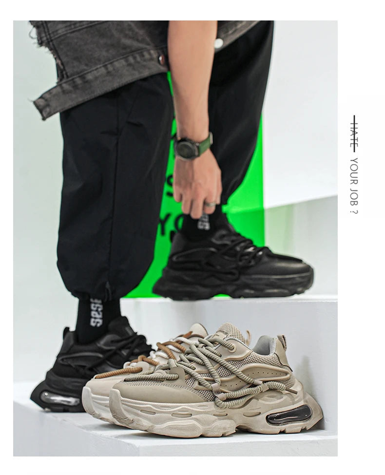 Fashion Shoes For Men White Sneakers Male Platform Walking Shoes Punk Lace Up Outdoor Men’s Outdoor Breathable Sneakers