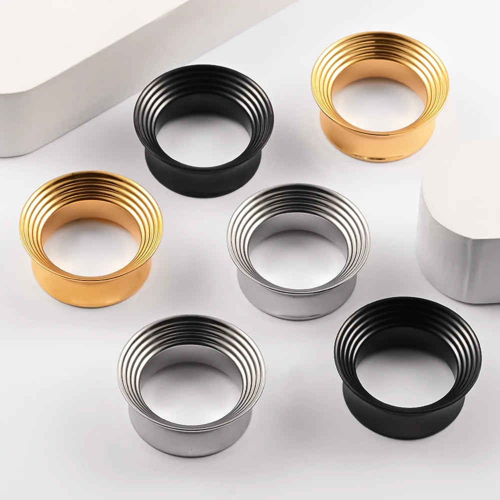 Doearko 2PCS Classic hollow spiral gauges Ear Plugs Tunnels Stainless Steel Ear Gauges Body Piercing Jewelry for women/men