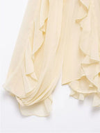 Women's Casual Ruffled Shirt Loose Lace Up Hollow Out V Neck Tops 2025 Spring Blouses Women Clothes