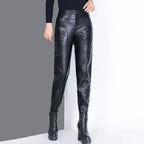 Pants for Women High Waist PU Leather Harem Woman Trousers Aesthetic One Size Classic Autumn Trends 2025 90s Outfits Clothing G