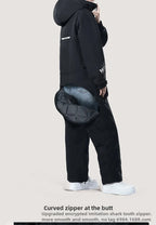 Winter Motorcycle Riding Coldproof Clothing Winter Fashion Waist Designwarm Cotton Jumpsuit,thickened Waterproof Snowmobile Suit