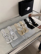 Women High Heels Slippers Designer Heeled Sandals Elegant Shoes Woman Summer 2025 Trend Fashion Fliop Flops Casual Slides Mujer