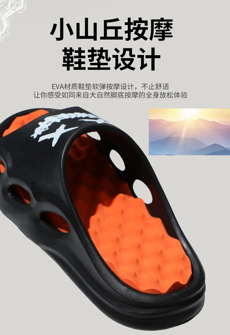 Men Fashion Massage Slippers Indoor/Outdoor Sandals Beach Flip Flop Thick Sole Male Slides Summer Non-Slip Men Shower Slippers