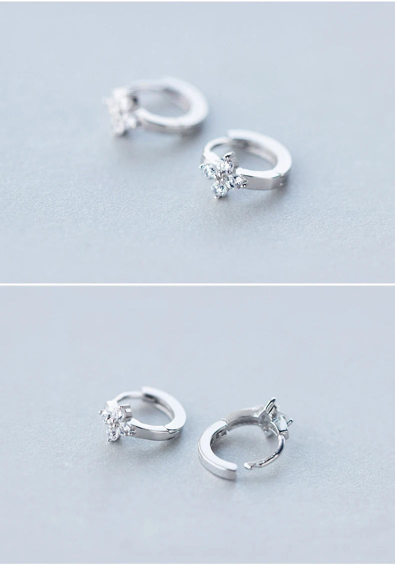 Modian Dazzling Hoop Earrings For Women Flower Cubic Zirconia Round Hoops Ear Fashion 925 Sterling Silver Fashion Jewelry Bijoux