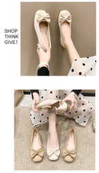 Women's 2025 Shallow Mouth Flats with Bow Soft Soled Summer Slope Heel Super Soft Lazy Shoes Low Cut Comfort Ladies Flats