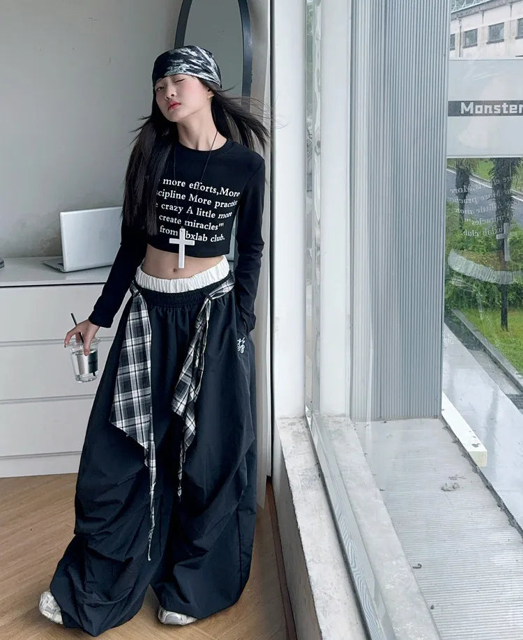 Pants Two Pieces Set Grid Trousers Tops Suits Casual Daily Childrens Clothes 2025 New Fashionable Children Autumn Clothing Girls