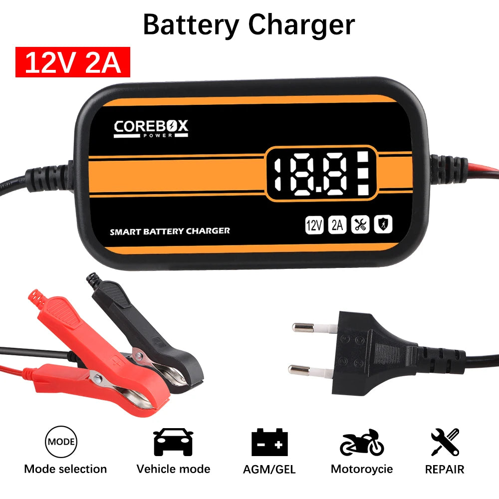 Storage Battery Chargers 12V 2A Household Power Charging Device Digital Automatic Smart Repair Car Motorcycle Battery Chargers