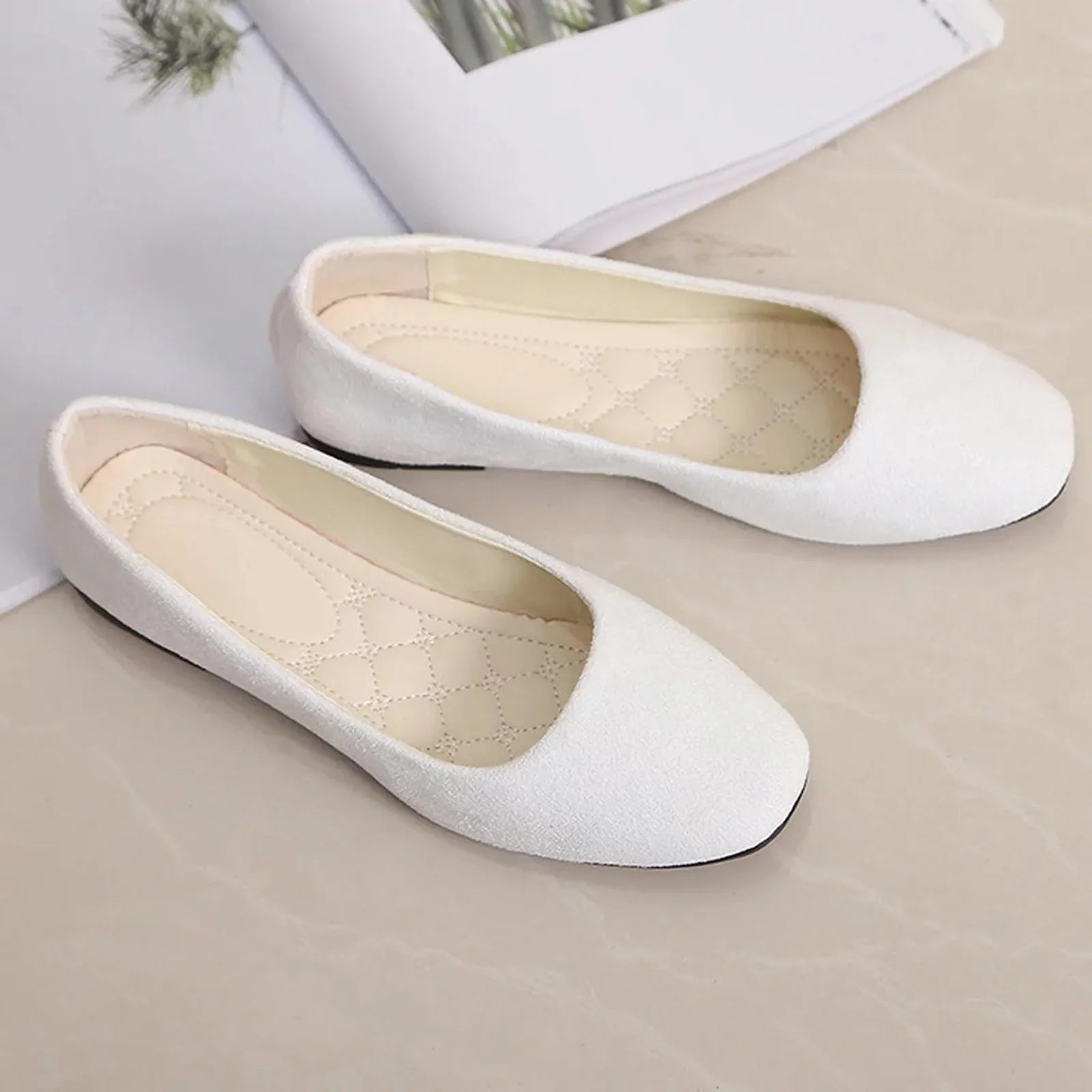 Woman Flats Casual Round Toe Cute Flats Flock Mocasines Ballerina Church Flats Female Suede Elegant Soft Sole Mom Shoes