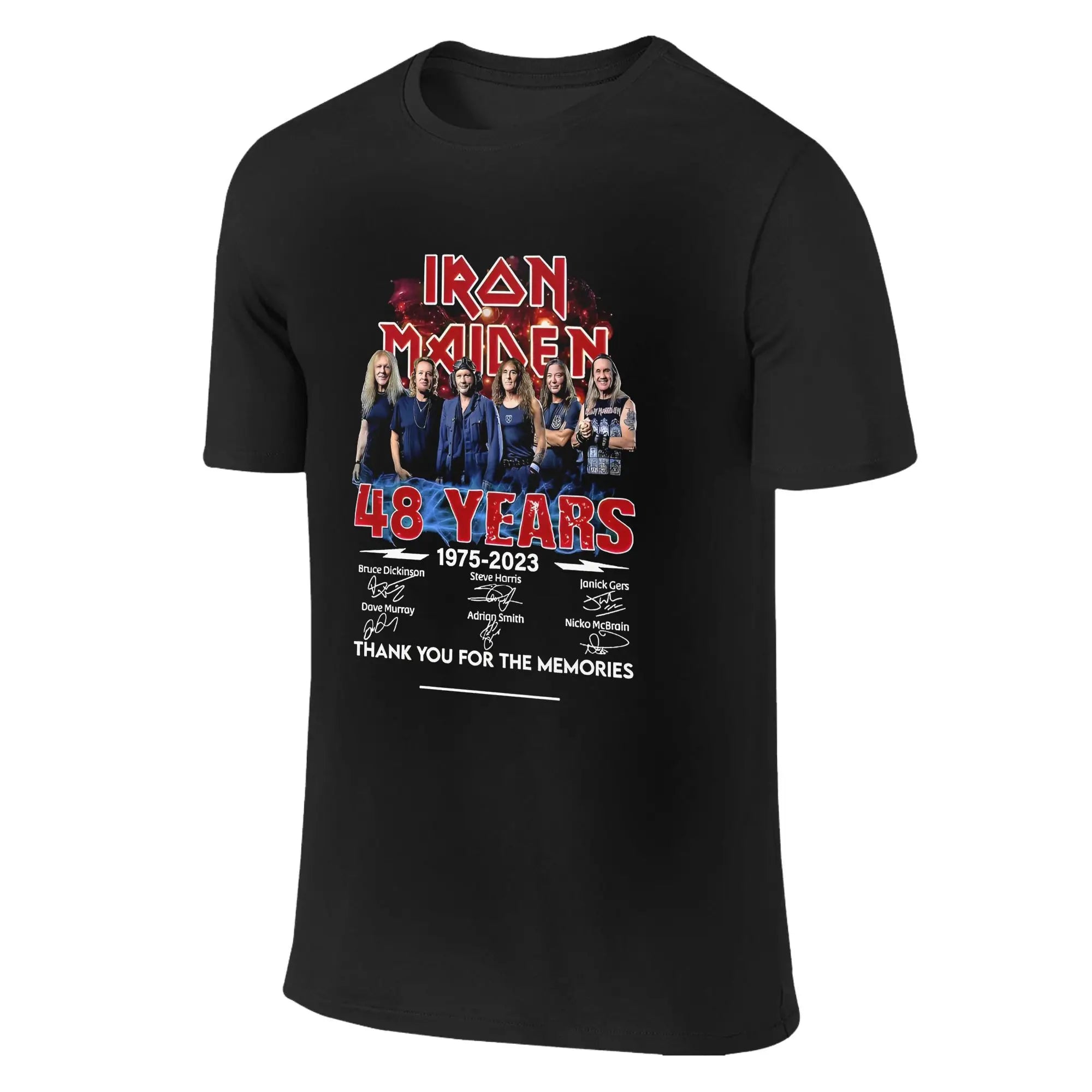 T-Shirt for Men  Vintage 100% Cotton Tees Round Collar Short Sleeve T Shirt Irons band 2025 Maideng 4XL 5XL Clothes