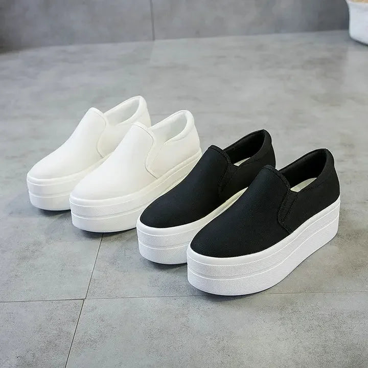 Women Flat Platform Canvas Shoes Flats Woman Casual Sneakers Girls Student Thick Soled Loafers Ladies Slip on tenis de mujer