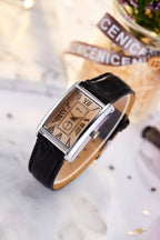 Fashion Couple Watch Luxury Rectangle Dial Women Quartz Watch Men Leather Band Casual Women Leather Wristwatch Relogio Masculino