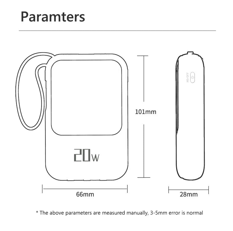 20000mAh Power Bank Suitable IPhone Huawei Xiaomi Portable Battery  Fast Charging Built-In with 4-Wire Digital Display External