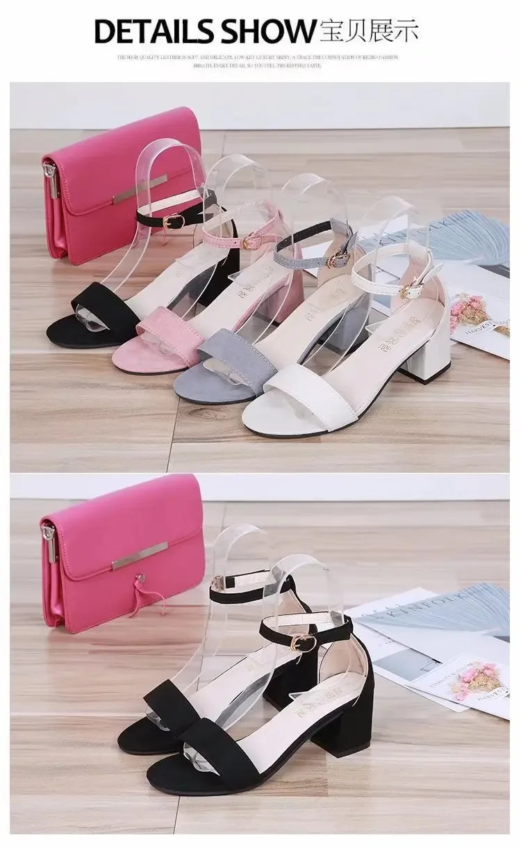 Heeled Sandals Women 2024 Elegant Woman Shoes with Low Heels Luxury Designer Block Heel Sexy Best Selling Products