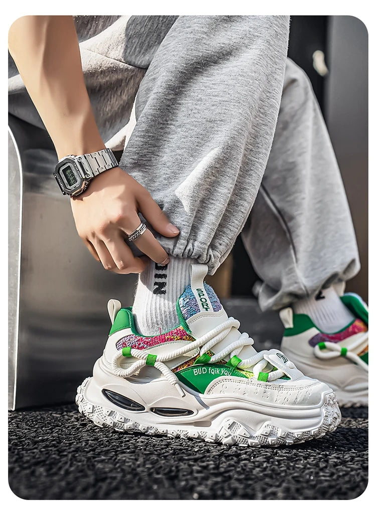 Men's Shoes 2025 Thick Sole Height Increasing New Breathable Trend Fashionable and Versatile Casual Sports Comfortable Trend