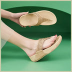 Women's Sandals Summer  Casual Non-Slip Suede  Diamond Soft Platform Wedge Flip Flop Walking Beach Slippers Shoes Woman