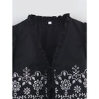 Embroidered Blouse Top Boho Chic Hawaiian Summer Vintage Ruffle Crop Shirts Female Elegant Women's Shirt Tops Woman 2025
