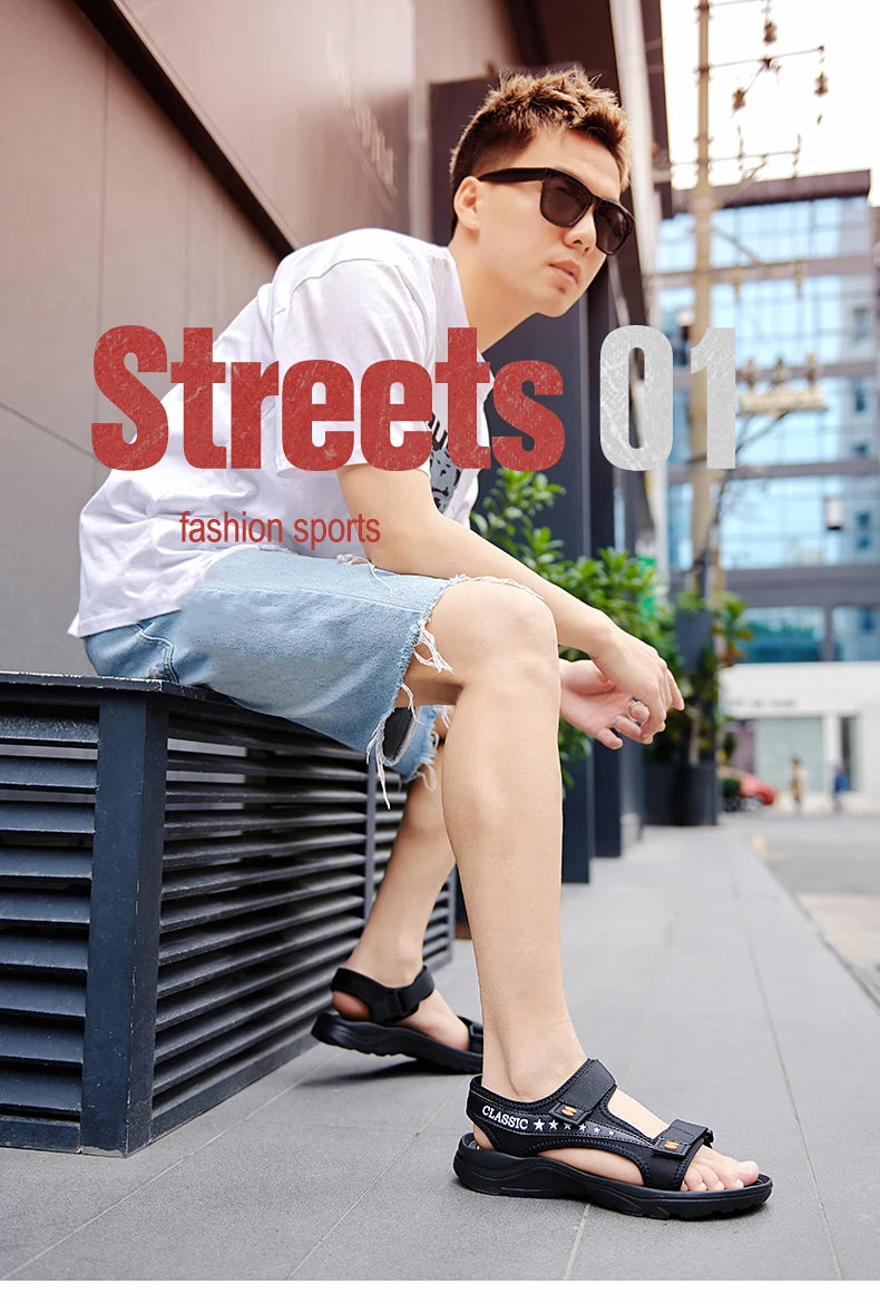 Classic summer sandals for men and women, lightweight and breathable, with Velcro trendy sandals, open-toe sandals