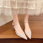 2025 New Design High Heels Woman Pumps Buckle Strap Mules Slippers Sexy Pointed Toe Wedding Banquet Female Shoes