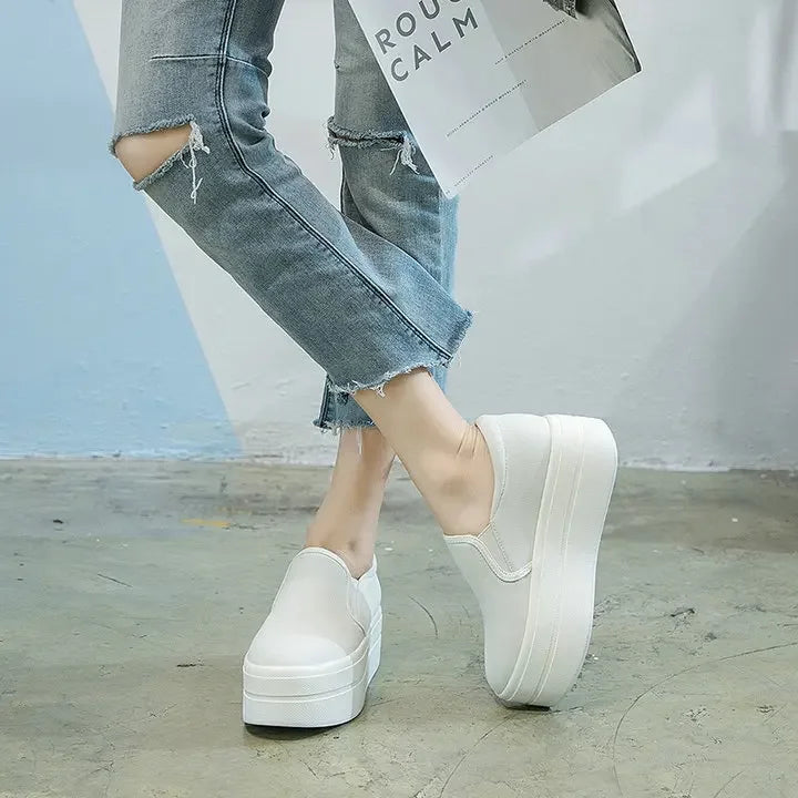 Women Flat Platform Canvas Shoes Flats Woman Casual Sneakers Girls Student Thick Soled Loafers Ladies Slip on tenis de mujer