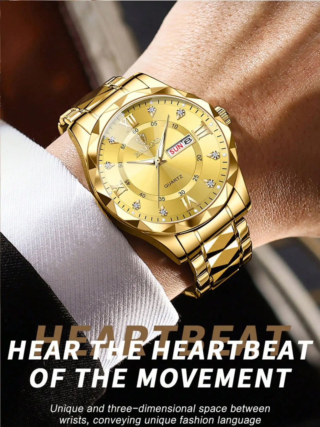 BINBOND 2pcs/Set Couple Watches 30M Waterproof Fashion Diamond Valentine Day Gift Stainless Steel Watch Men Women Quartz Watch