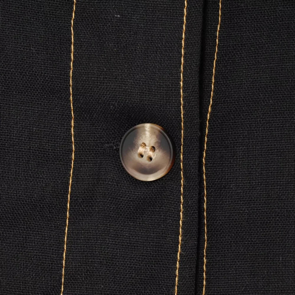 Women's Color Contrasting Stitch Collar Single breasted Straight Tank Top Long Fold Belt Bermuda Shorts Summer New Pants