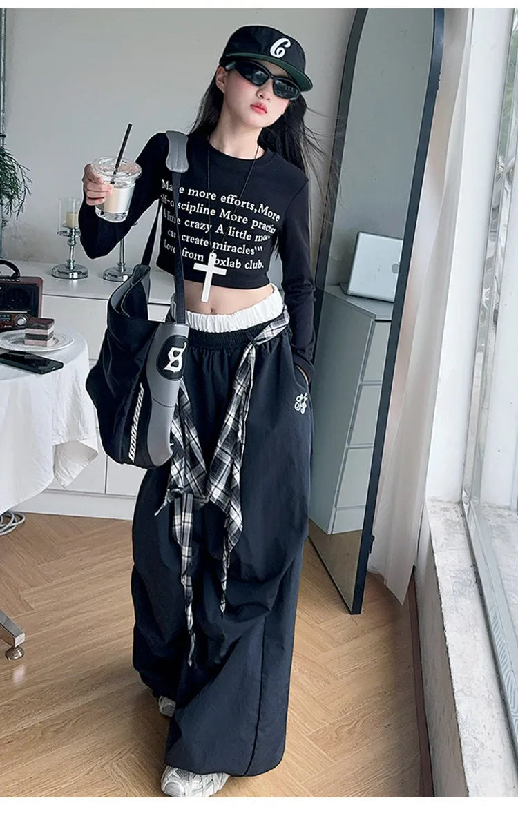 Pants Two Pieces Set Grid Trousers Tops Suits Casual Daily Childrens Clothes 2025 New Fashionable Children Autumn Clothing Girls