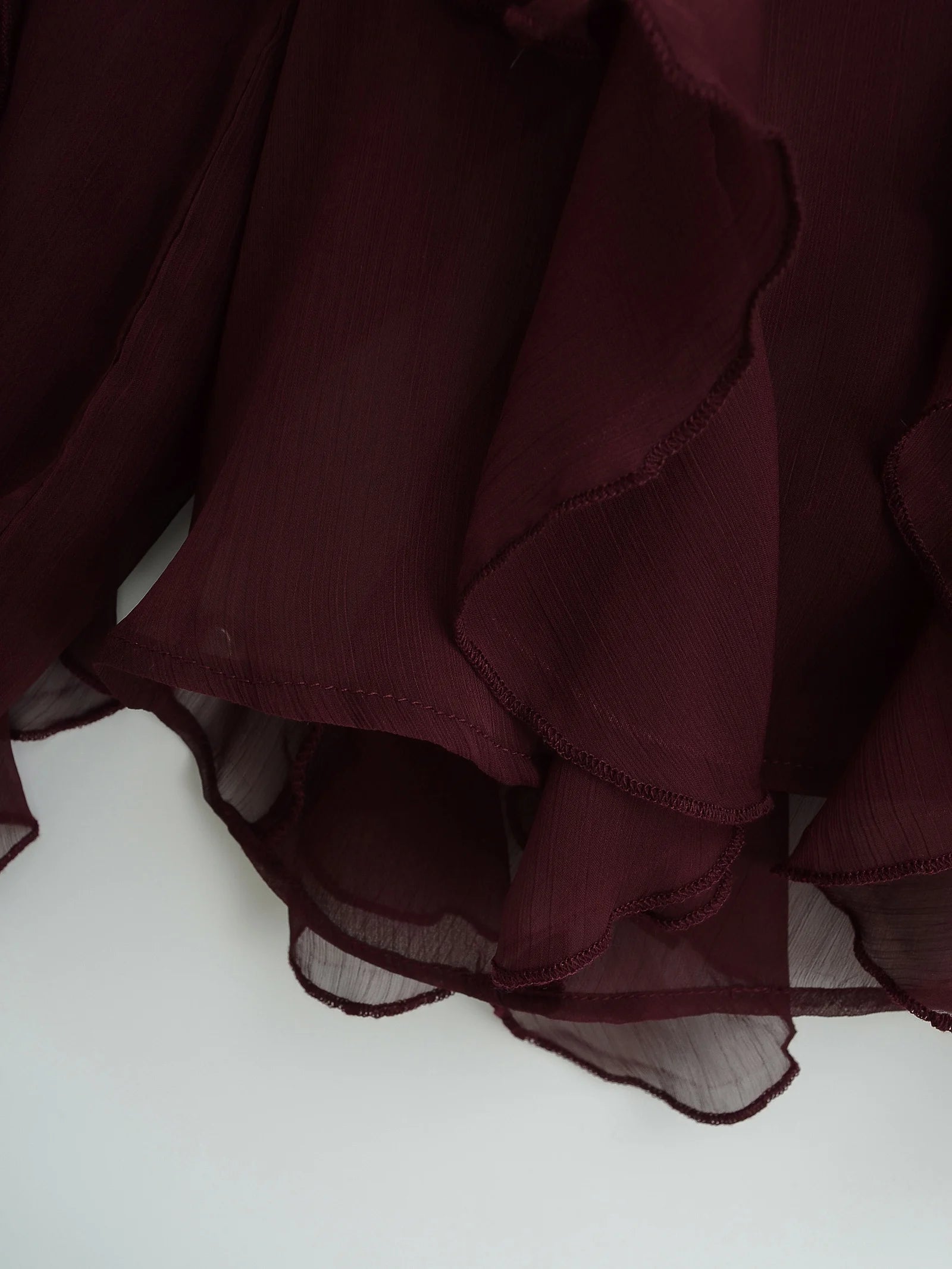 HH Women Ruffles Tierred Thin Blouses Solid Elegant Woman V Neck Long Sleeve Shirt 2025 Fashion High Street Lady Chic Tops