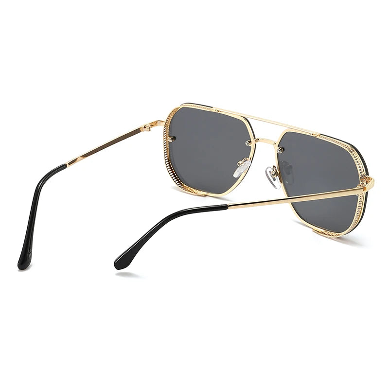 2023 Luxury Sunglasses For Men Women Brand Metal Big Frame Glasses Ladies UV400 Blue Black Sunglass Male Female Eyewear